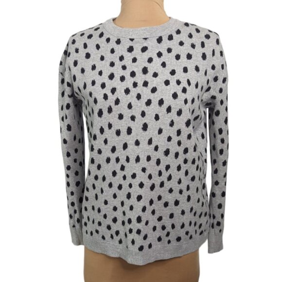 H & M Cotton Polka Dot Midweight Crew Neck Sweater Gray Black Size Small - Picture 3 of 12